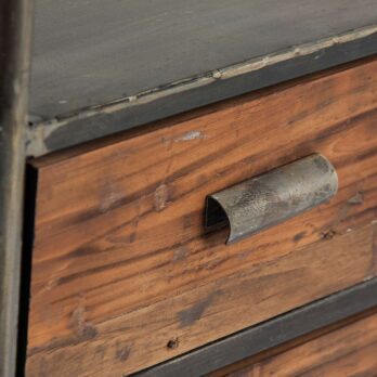 escritorio madera natural y hierro